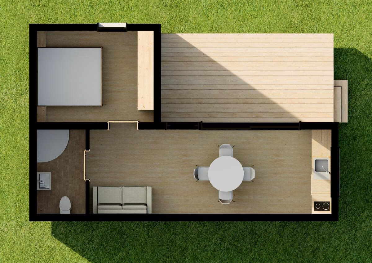 Plan Maison Bois 40M2 Jasmin Plan 3D