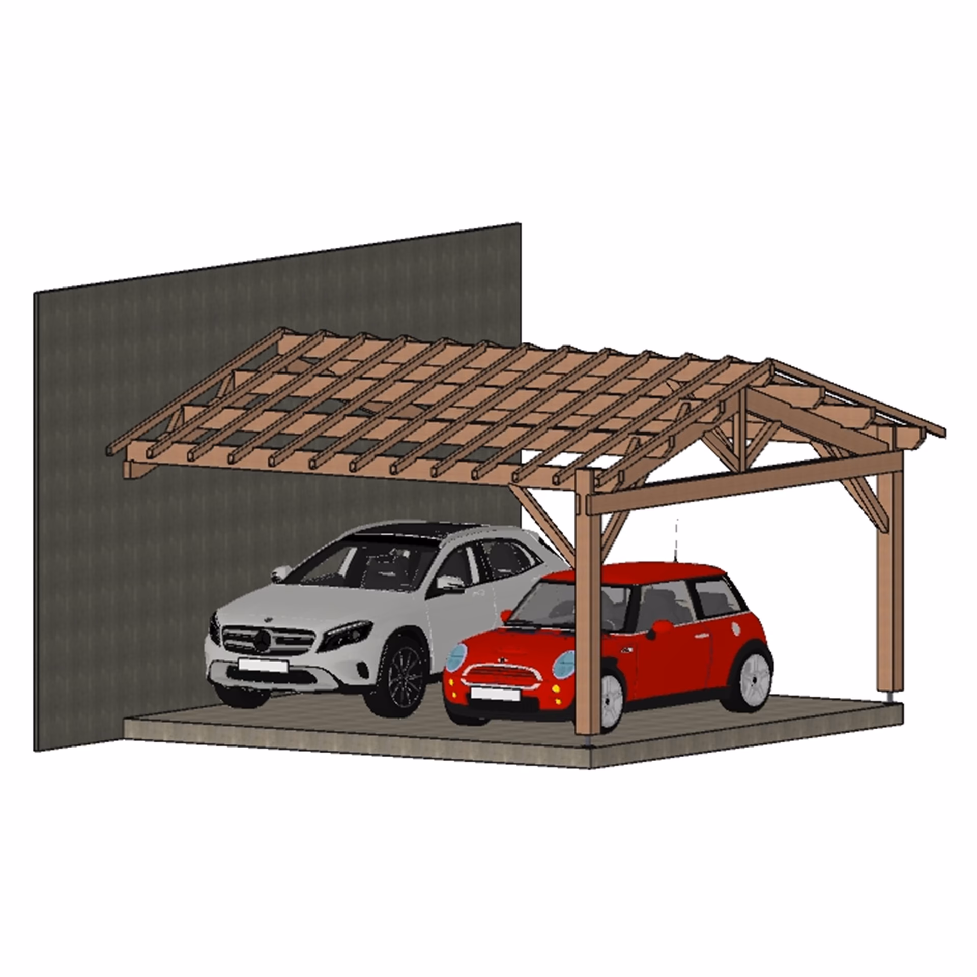 Carport Appentis 2P2V Frejus 5500X5500 Mm 17Deg