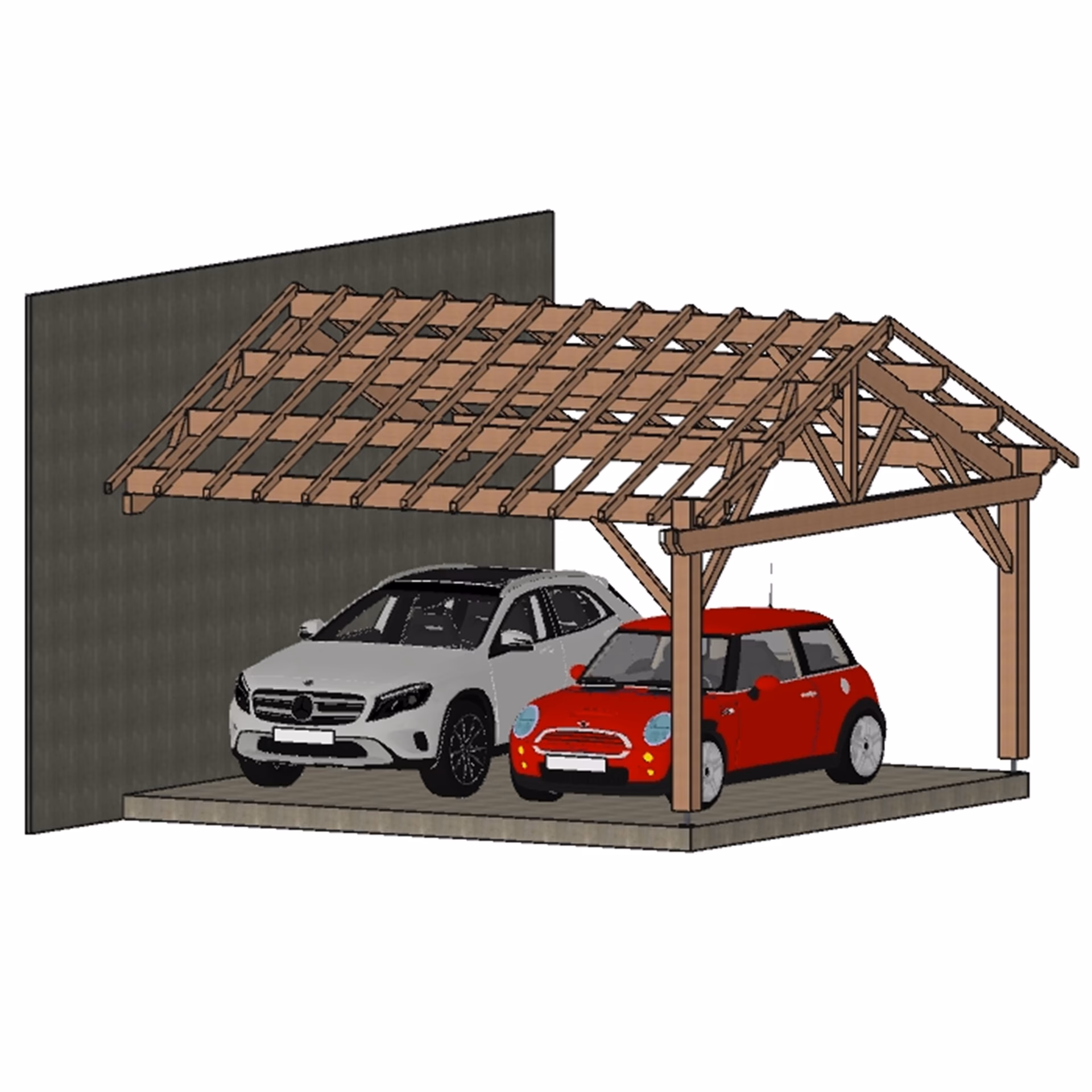 Carport Appentis 2P2V Cavaillon 5500X5500 Mm 25Deg