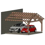 Carport Appentis 2P2V Cavaillon 5500X5500 Mm 25Deg