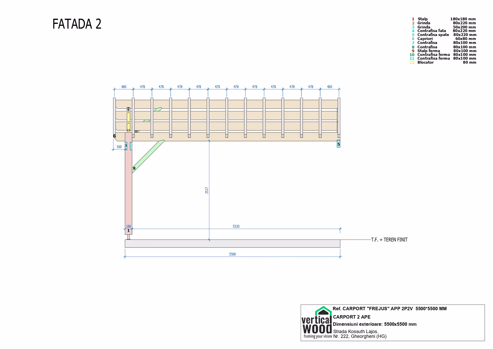 F2 Carport Appentis 2P2V Frejus 5500X5500Mm Deg Page