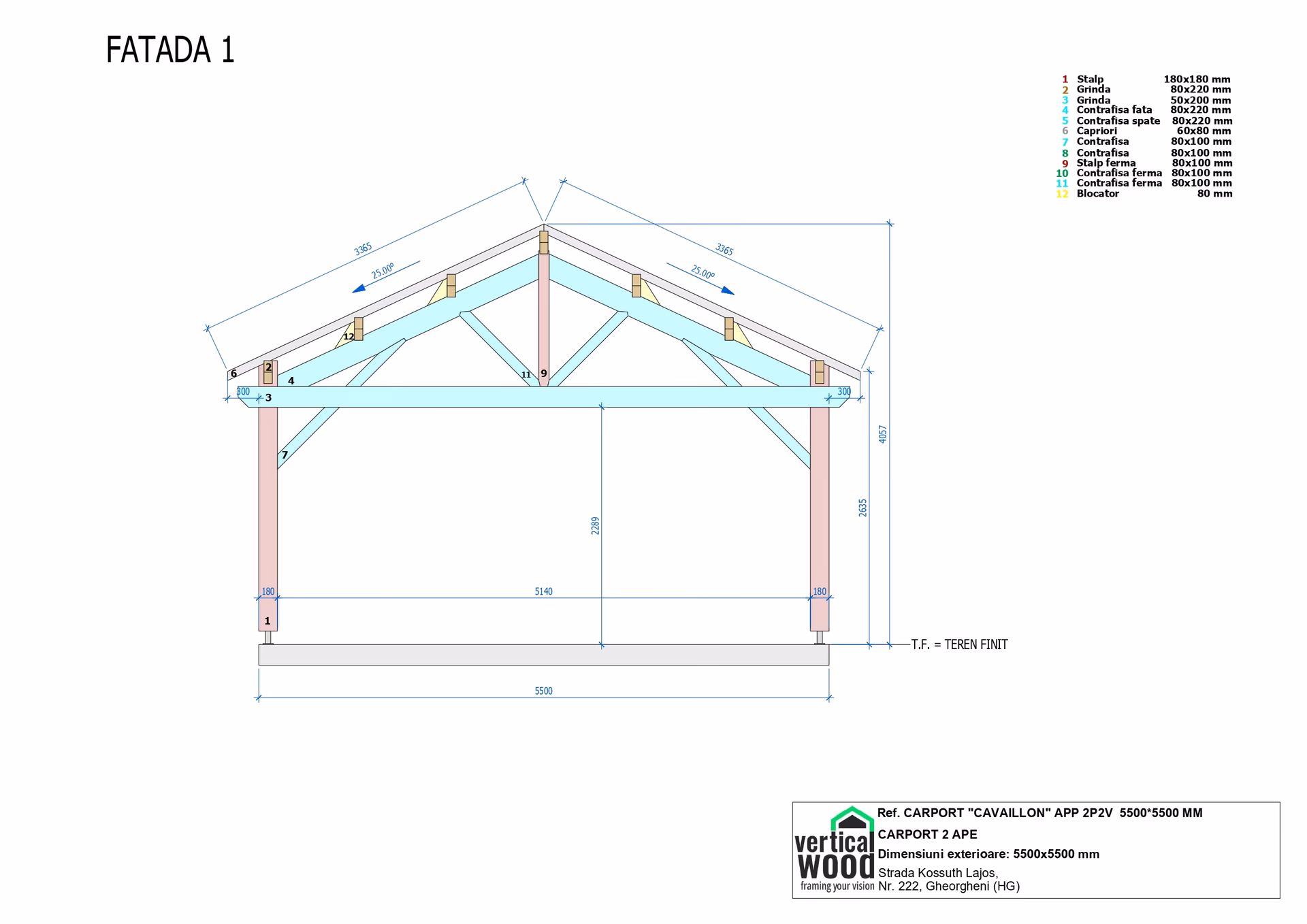 F1 Carport Appentis 2P2V Cavaillon 5500X5500Mm Deg Page