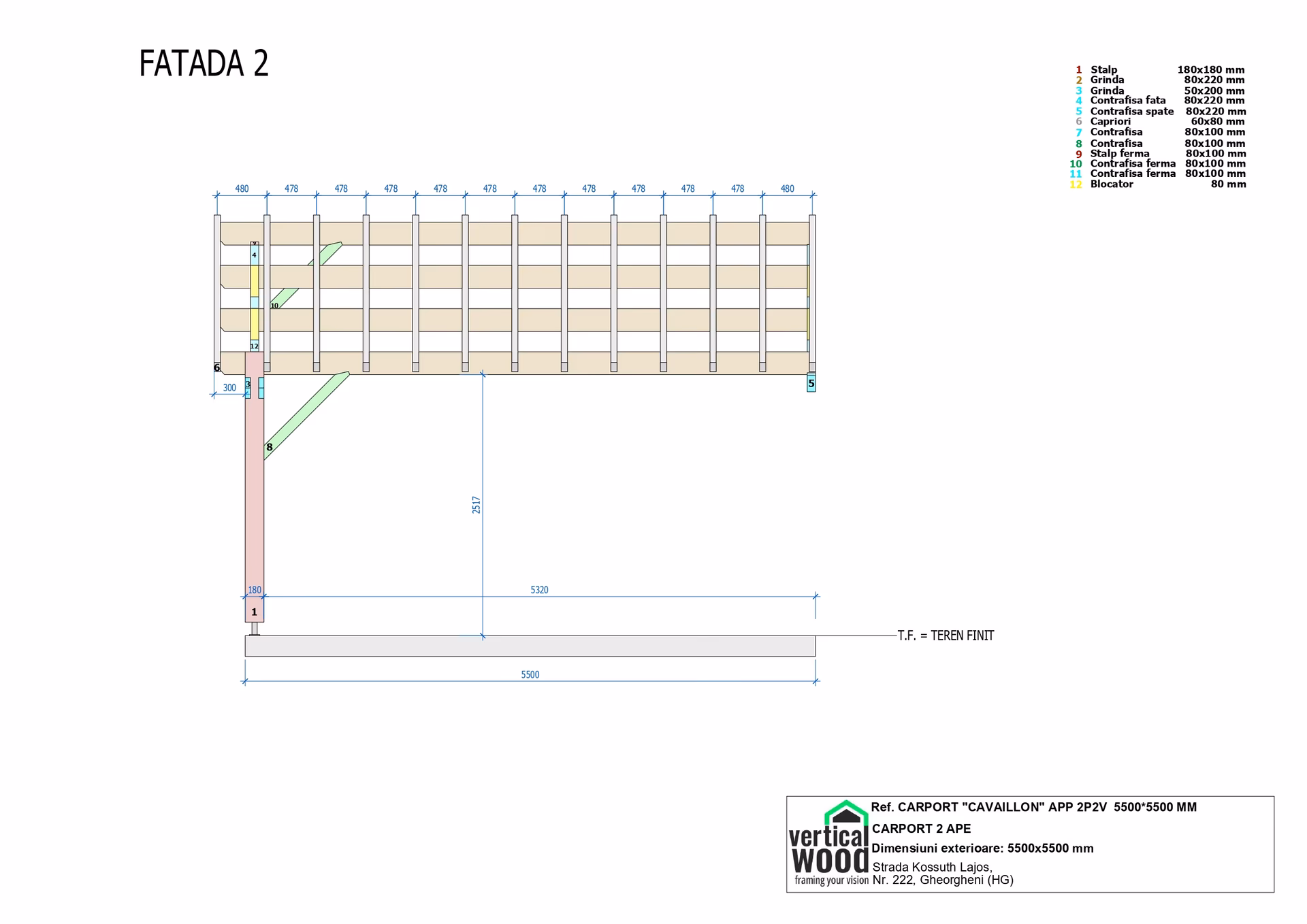 F2 Carport Appentis 2P2V Cavaillon 5500X5500Mm Deg Page